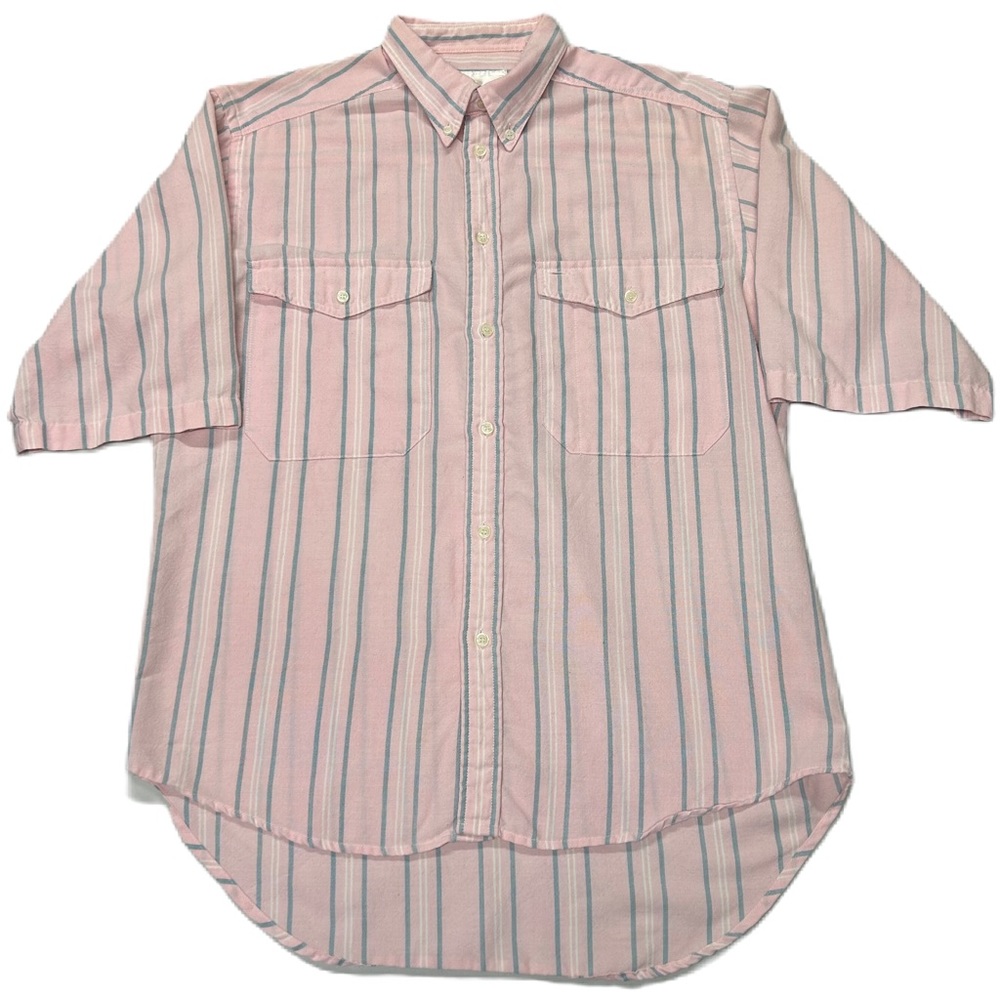 Vintage Levis‎ Mens Button Down Shirt Sz S Short Sleeve Striped Pink 80s Hipster